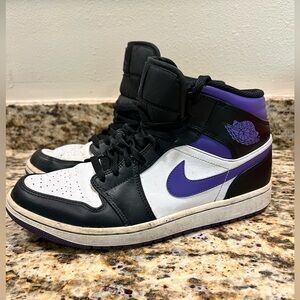 Nike Air Jordan 1 Mid Shoes Dark Iris Purple Black 554724-095 Men's 10